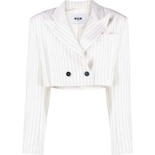 Pinstripe-Pattern Cropped Blazer - Größe 42 - MSGM - Modalova