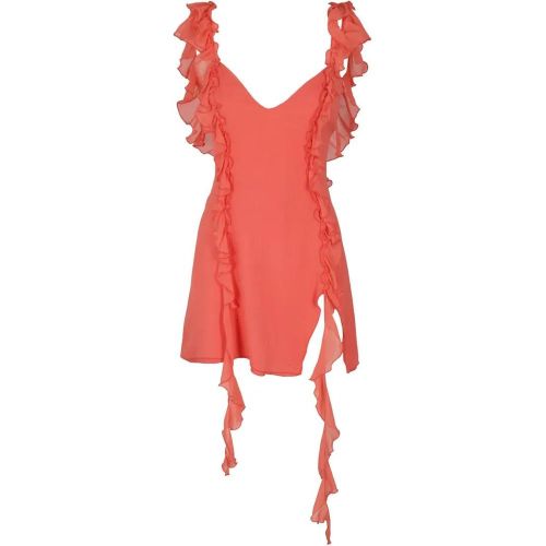 Coral Silk Crepe Mini Dress - Größe 38 - Amen - Modalova
