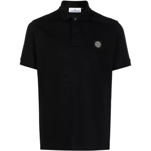 Black Stretch Cotton Piqué Polo Shirt - Größe L - black - Stone Island - Modalova