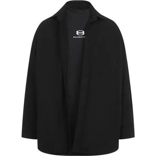 Black Cotton Long Sleeves Layered Shirt - Größe 2 - Balenciaga - Modalova