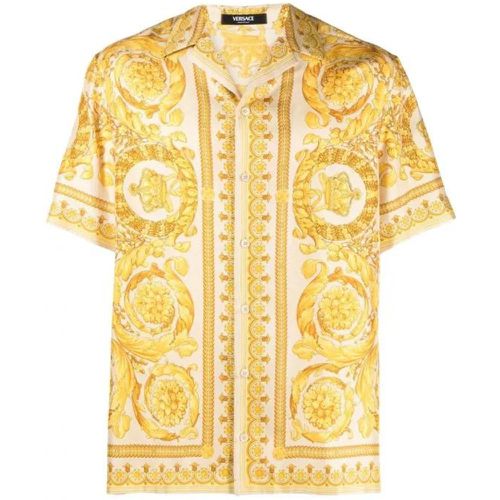 Barocco Silk Beige/Yellow Shirt - Größe 48 - yellow - Versace - Modalova