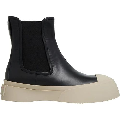 Stiefel & Boots - Black Chelsea Boots With Logo Patch In Leather - Gr. 38 (EU) - in - für Damen - Marni - Modalova