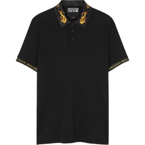 Polo Watercolor Collar Black - Größe XXXL - Versace Jeans Couture - Modalova