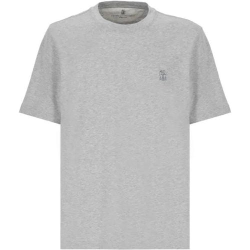 Grey Cotton Tshirt - Größe S - BRUNELLO CUCINELLI - Modalova