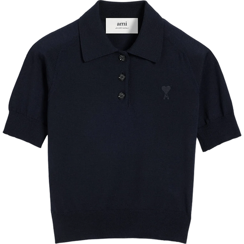 Kurzärmliges Polo mit Logo - Größe L - blau - AMI Paris - Modalova