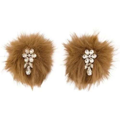 Ohrringe - Flower Pompom Earrings - Fake Fur - Gr. unisize - in Braun - für Damen - Simone Rocha - Modalova