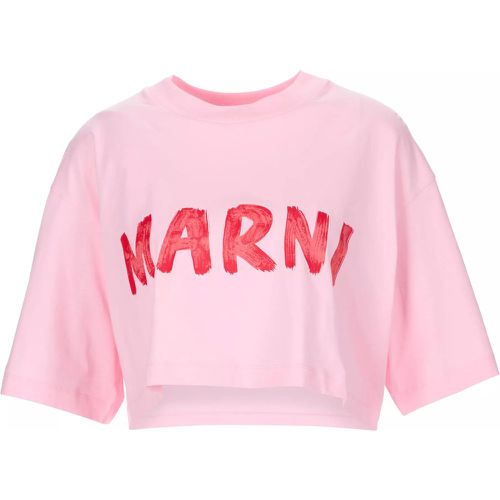 T-Shirt mit Logo-Druck - Größe 40 - rosa - Marni - Modalova