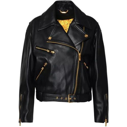 Black Lambskin Jacket - Größe 38 - black - Versace - Modalova