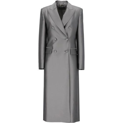 Silk Blend Bouble-Breasted Coat - Größe 42 - alberta ferretti - Modalova