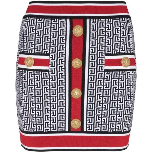 Multicolored Jacquard Monogram Mini Skirt - Größe 36 - multi - Balmain - Modalova