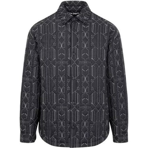 Grey Anthracite All Monogram Quilted Over Shirt - Größe M - gray - Palm Angels - Modalova