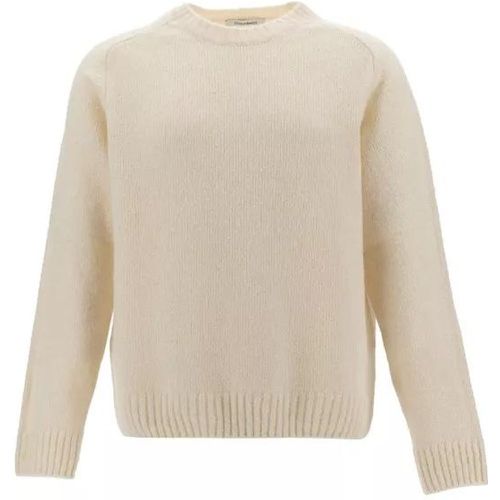 White Crewneck Sweater With Ribbed Trims In Alpaca - Größe 50 - Gaudenzi - Modalova