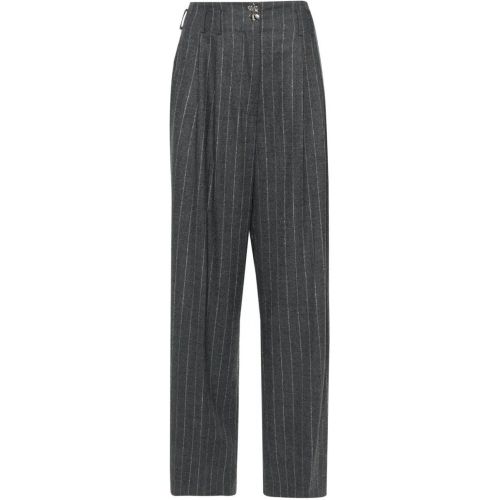 Dark Grey Virgin Wool Blend Trousers With Logo - Größe 38 - Genny - Modalova