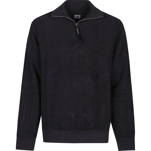 Diagonal Polo Collar Sweatshirt Black - Größe M - CP Company - Modalova