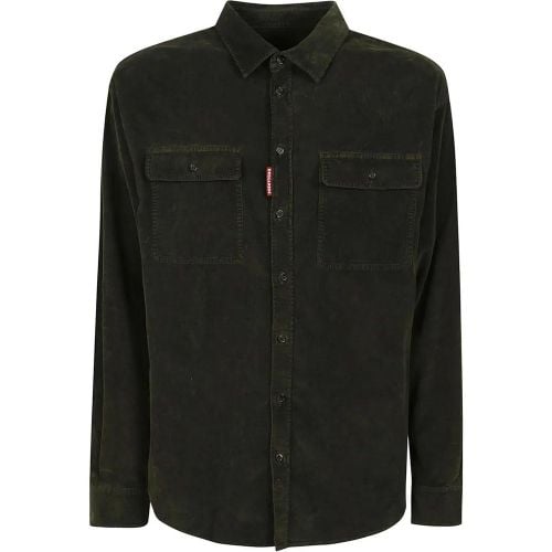 Stretch Cotton Velvet Shirt With Button Closure An - Größe 48 - Dsquared2 - Modalova