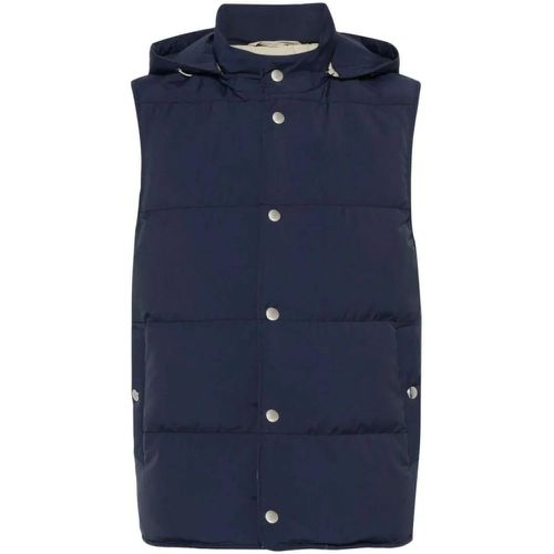 Navy Blue Hooded Padded Gilet - Größe 58 - Eleventy - Modalova