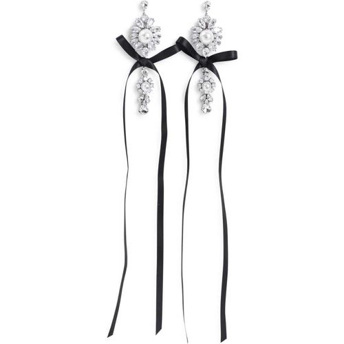 Ohrringe - Long Crystal Crest Bow Earrings - Gr. unisize - in Schwarz - für Damen - Simone Rocha - Modalova