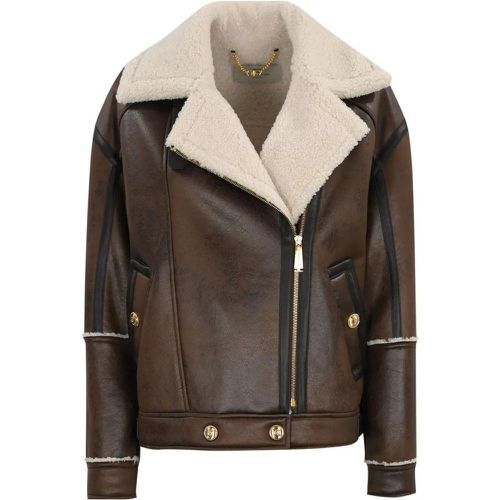 Coats Leather Brown - Größe 40 - Elisabetta Franchi - Modalova