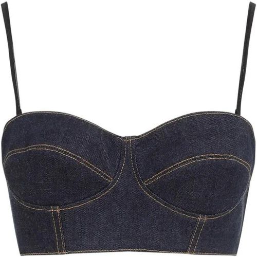 Blue Denim Cotton Bustier Bra - Größe 40 - alaia - Modalova