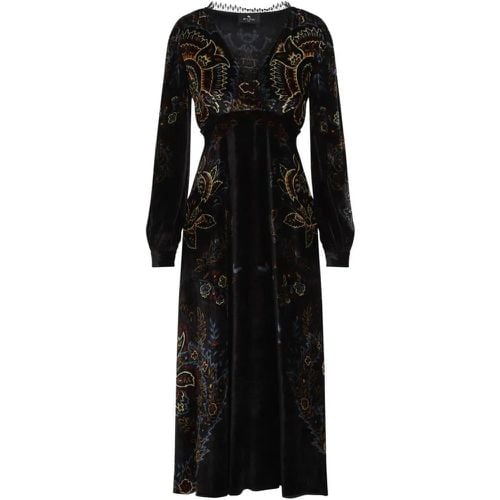 Velvet Blue Black Viscose Midi Dress - Größe 40 - ETRO - Modalova