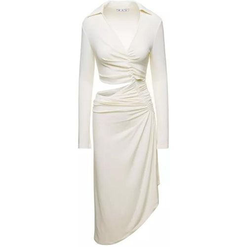 Midi White Dress With Cut And Gathering Details In - Größe 42 - white - Off-White - Modalova