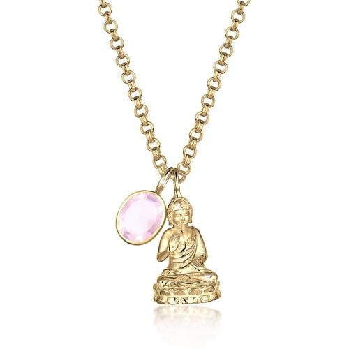 Halsketten - Halskette PREMIUM Halskette Buddha Rosenquarz - Gr. unisize - in Rosa - für Damen - Elli - Modalova