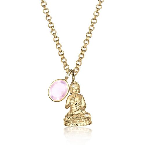 Halsketten - Halskette Buddha Rosenquarz Edelstein 925 Sterling - Gr. unisize - in Rosa - für Damen - Elli - Modalova