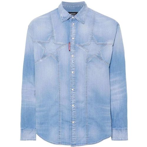 Twin Stars Denim Shirt - Größe 50 - Dsquared2 - Modalova