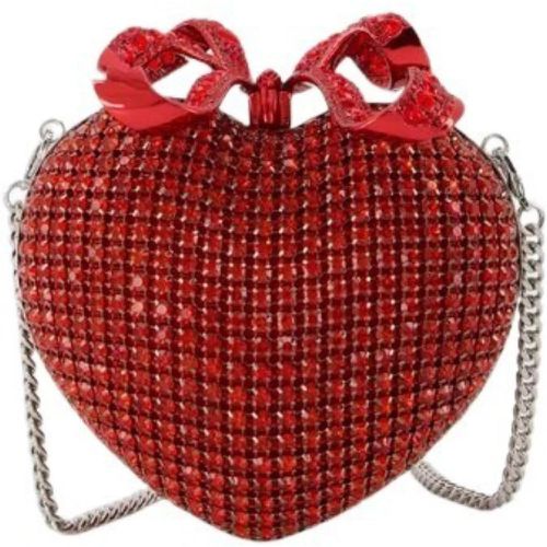 Clutches - Crystal Heart Clutch - Metal - Red - Gr. unisize - in - für Damen - self-portrait - Modalova