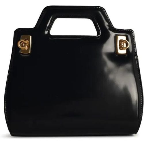 Crossbody Bags - Wanda' Black Shiny Leather Bag - Gr. unisize - in - für Damen - Salvatore Ferragamo - Modalova