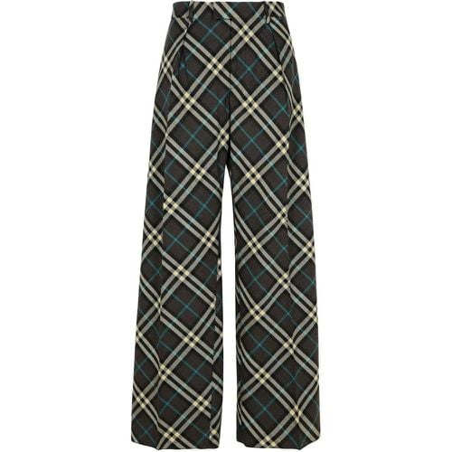 Check Brown Wool Blend Trousers - Größe 52 - Burberry - Modalova