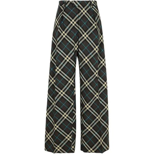 Check Brown Wool Blend Trousers - Größe 52 - bunt - Burberry - Modalova