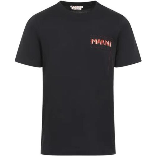 Black Cotton Logo T-Shirt - Größe 46 - Marni - Modalova