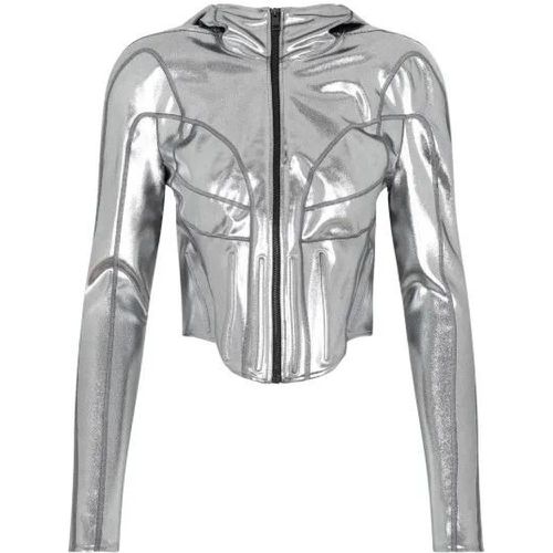 Chrome Silver Hooded Jacket - Größe 34 - silberfarben - Mugler - Modalova