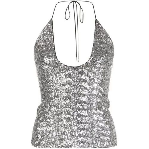 Sequin-Embellishment Halterneck Top - Größe 42 - gray - The Attico - Modalova