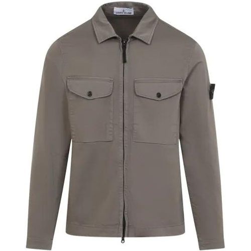 Grey Cotton Overshirt - Größe S - Stone Island - Modalova