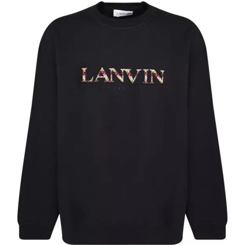 Black Embroidered Logo Relaxed Crewneck Sweatshirt - Größe L - black - Lanvin - Modalova