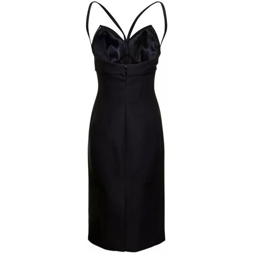 Midi Bustier Black Dress In Wool And Silk - Größe 40 - black - Versace - Modalova