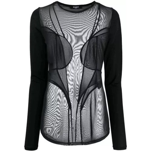 Semi-Sheer Panelled Top - Größe XS - Balmain - Modalova