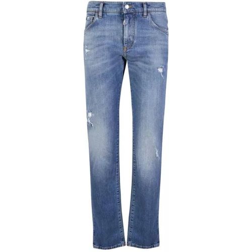 Ripped Details Blue Denim Jeans - Größe 46 - Dolce&Gabbana - Modalova