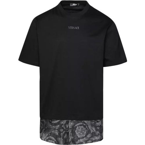 Logo Black Cotton T-Shirt - Größe L - black - Versace - Modalova