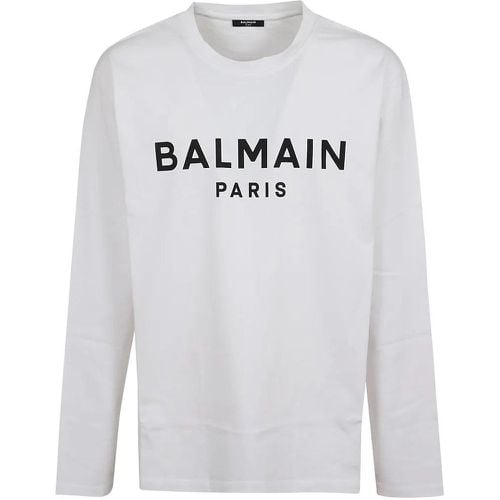 Long Sleeve Crew Neck T-Shirt With Logo Detail - Größe XS - Balmain - Modalova