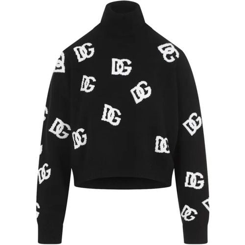 Black Virgin Wool Turtleneck Logo Sweater - Größe 42 - Dolce&Gabbana - Modalova