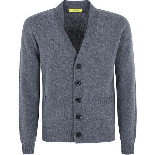 Grey Fine Knit V-Neck Cardigan - Größe 46 - Drumohr - Modalova