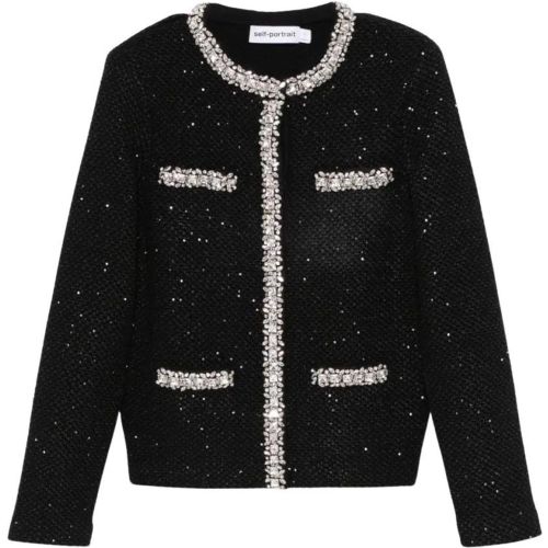 Black Sequin-Knit Jacket - Größe L - self-portrait - Modalova