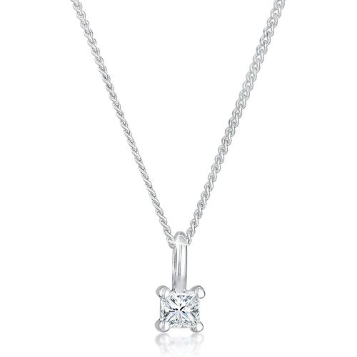 Halsketten - Halskette Diamant (0.1 ct) Viereck Solitär 925 Sil - Gr. unisize - in Silber - für Damen - Elli - Modalova