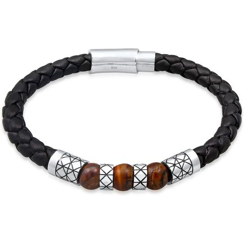 Armbänder - Armband Herren Leder Bead Magnet-Verschluß 925er S - Gr. 21 CM - in Schwarz - für Damen - Kuzzoi - Modalova