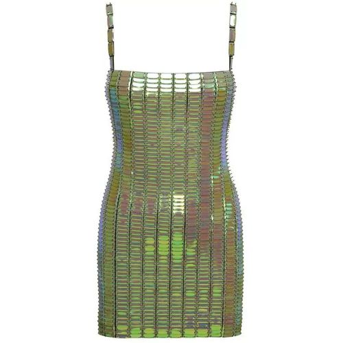 Rue' Mini Green Dress With Mirror Sequins In Stret - Größe 40 - green - The Attico - Modalova