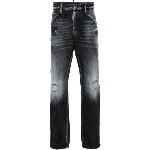 Black Cotton Washed Denim Jeans - Größe 46 - Dsquared2 - Modalova