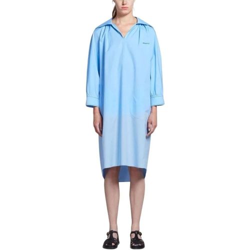 Blue Logo-Embroidered Long-Sleeve Dress - Größe 40 - Marni - Modalova